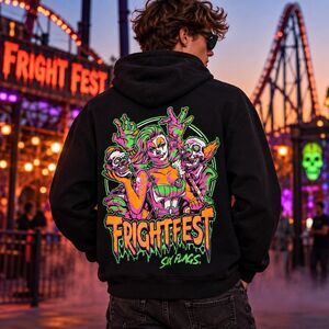 Six Flags Fright Fest 2022 Hoodie Mens S Glow in Dark Horror Clown Halloween